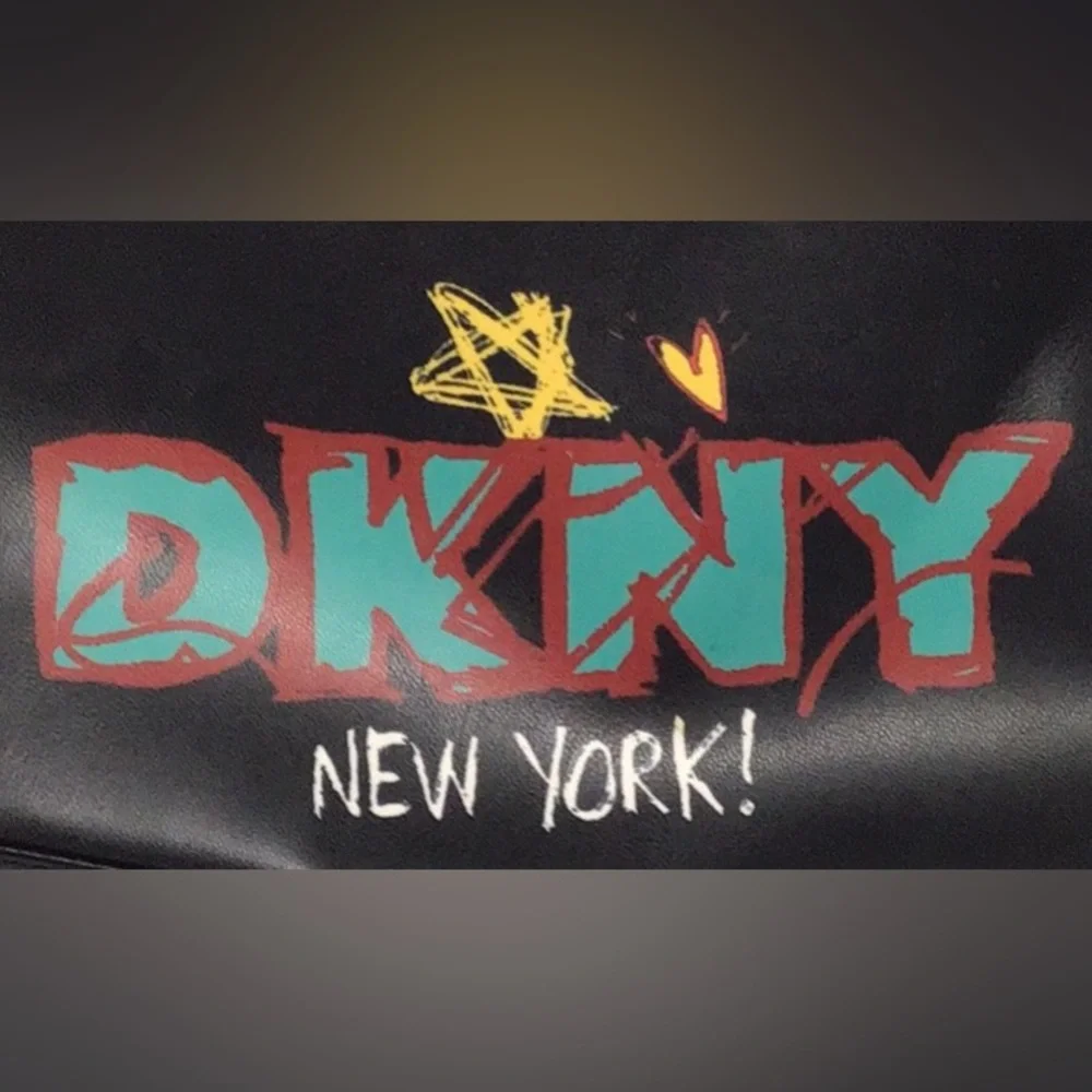 DKNY Tilly Graffiti Fold-Over Backpack, Faux Leather, Graffiti Logo Print, Black - Picture 7 of 12